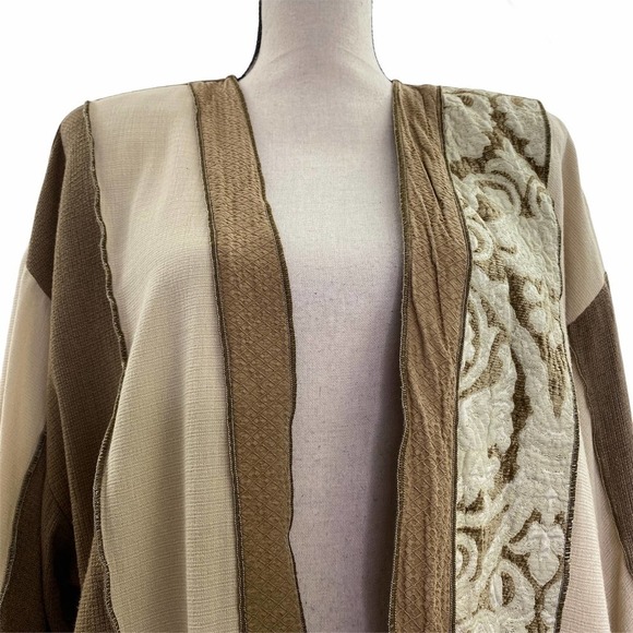 EMBROIDERED Open Front Long Trench Jacket Coat 12 - Picture 5 of 9